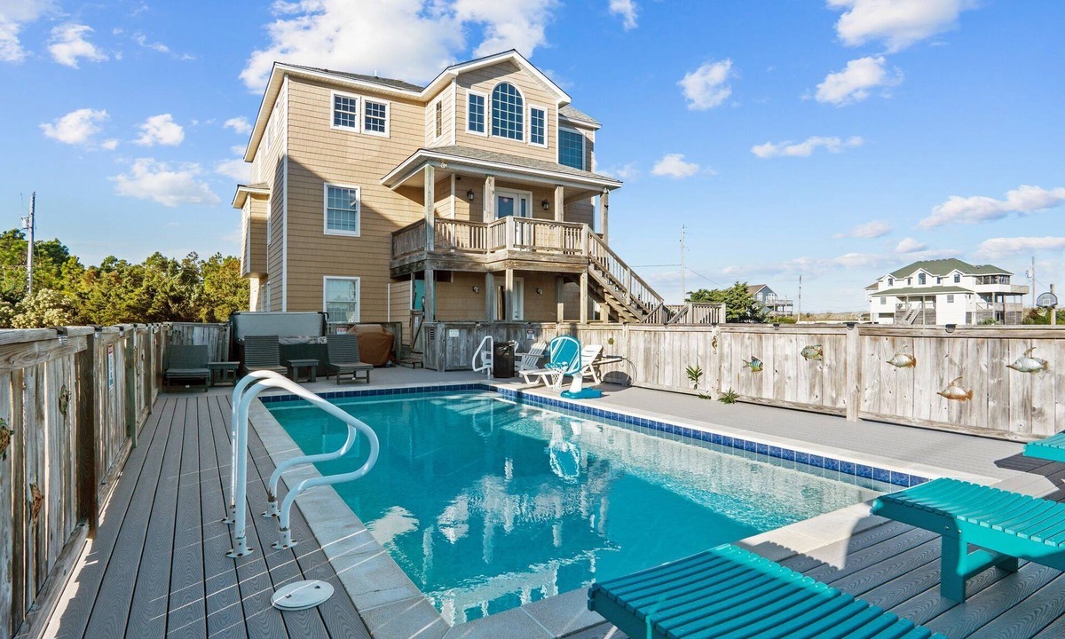 Rodanthe House | 7150-Fintastic Waves, Semi-Oceanfront OBX | Pool, Hot Tub & Views