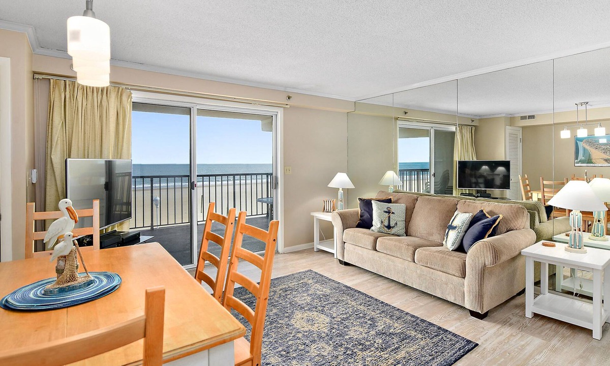 Ocean City Condo | Beautiful 2 bedroom oceanfront condo with adorable coastal decor and free WiFi located directly on the famous Ocean City Boardwalk!