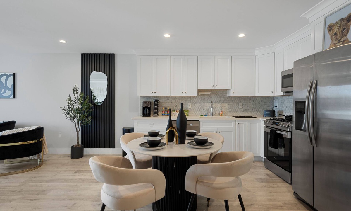 North Bergen Apartment | Black & Gold Elegance Near NYC, American Dream Mall