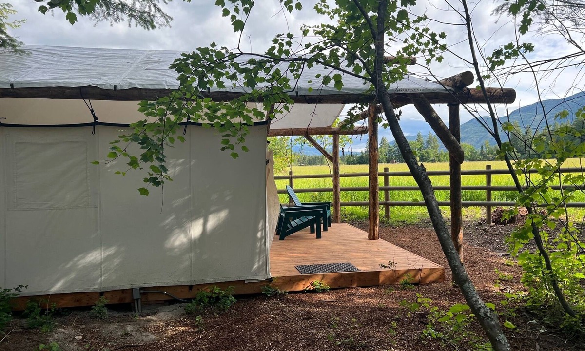 Columbia Falls RV Rental | Creekside Tent at Columbia Mountain Ranch near Glacier National Park