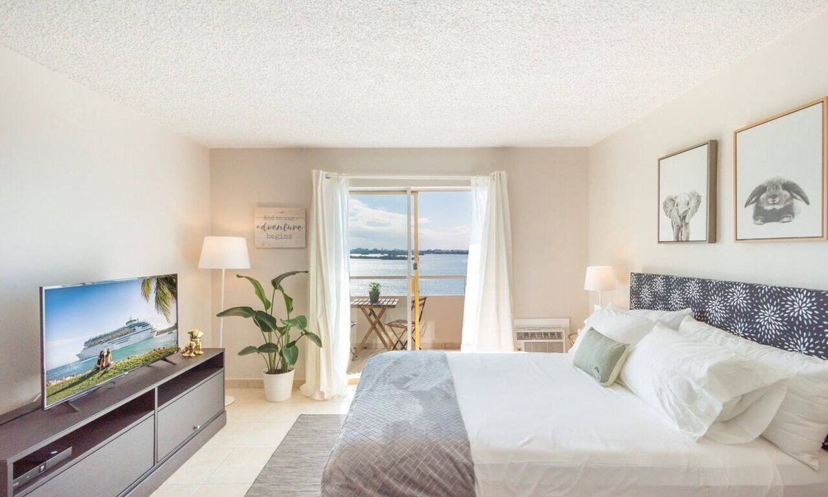 North Bay Village Condo | Gorgeous studio with water & downtown view.