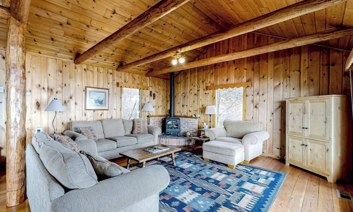 Lakeside Cabin | Lakefront home with amazing mountain views, wraparound deck, fireplace, & grill
