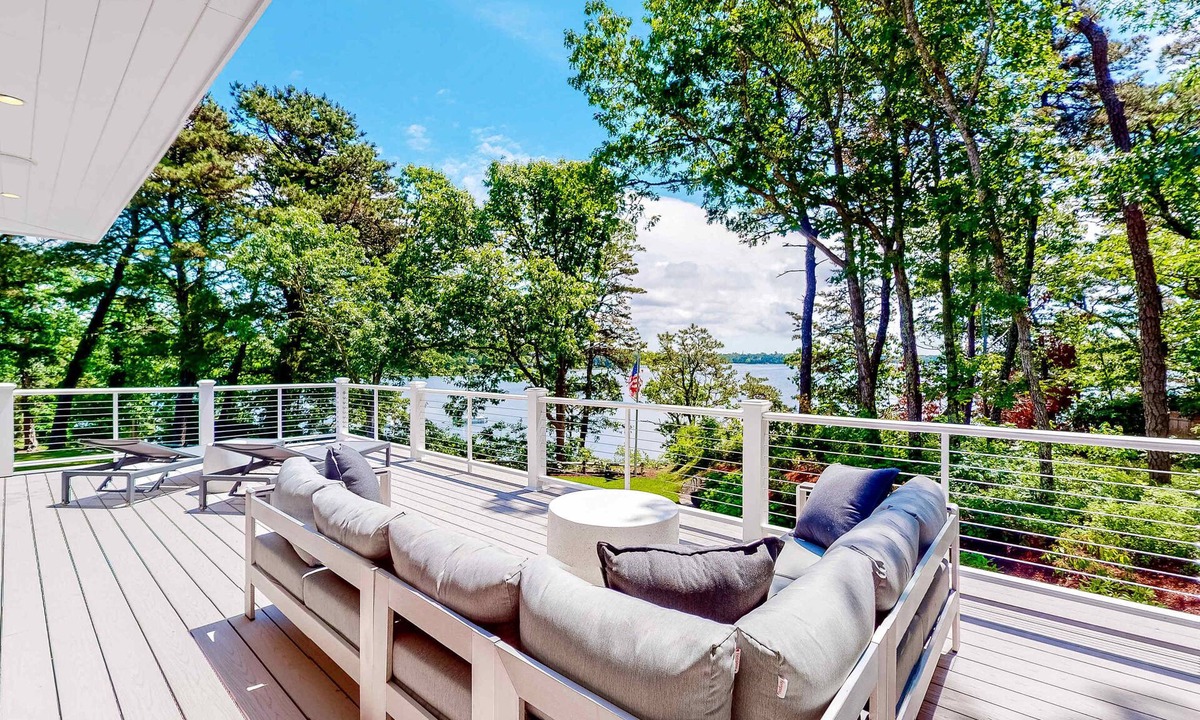 Yarmouth Port House | Luxe lakefront home on Follins Pond with private beach, amazing decks & yard