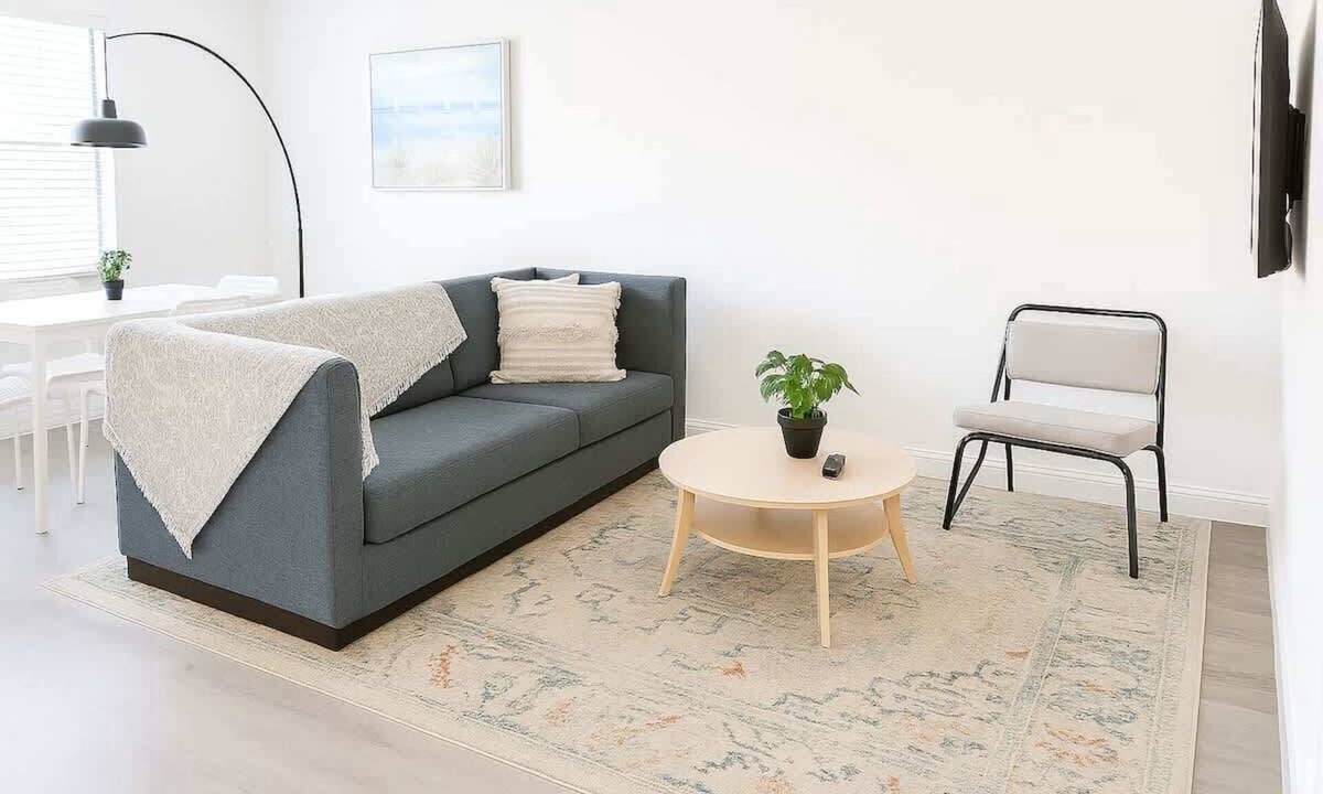 Riverside Park Apartment | Modern 2BR Stay w/Desk, Patio, BBQ + Free Parking