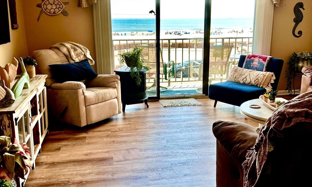 North Wildwood Condo | OCEANFRONT BEAUTY Sleeps 6, 2 BR, 2 Ba, 2 Private balconies, heated pool