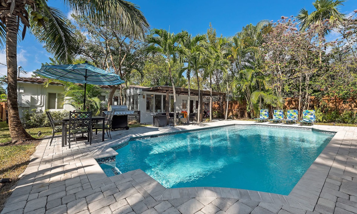 Poinsettia Heights House | Oversized Saltwater Pool! Private & Peaceful Tropical Chic Oasis!