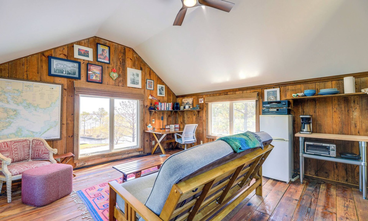 Hobucken Apartment | Riverfront Haven: Converted Barn w/Deck in Aurora