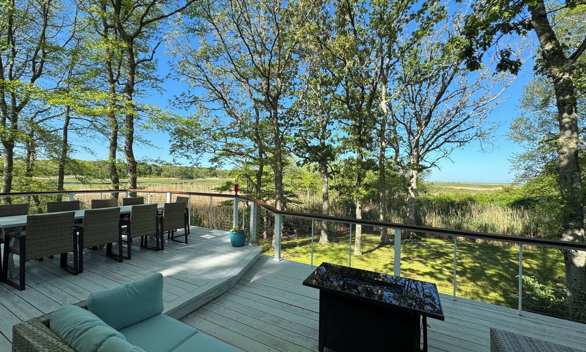 Orleans House | Spacious deck with amazing view, neighborhood path to Skaket Beach, game room