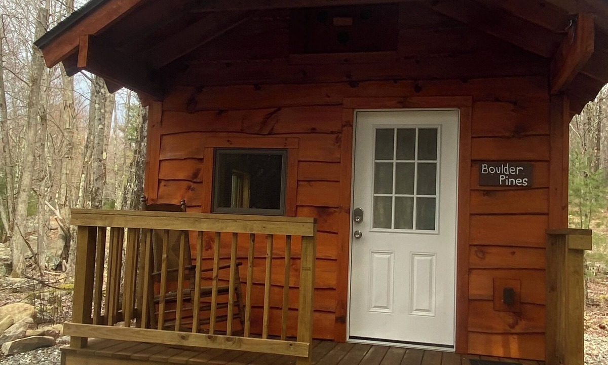 Sand Lake Cabin | Taborton Harvest Boulder Pines Cabin in the woods