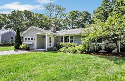 Falmouth House | 1 Story Family Home Half Mile to Beach with Patio , Grill, Office with Twin Beds, Peaceful Wooded Setting, Spacious Driveway, Garden Views, Walk to Shore, Perfect Cape Cod Getaway for Families