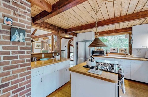 West Tisbury House | Charming 2-story house near the beach with inviting deck, large yard & canoe