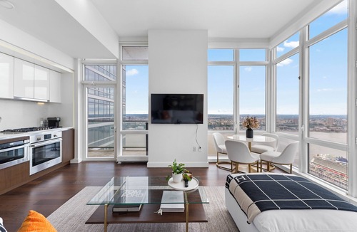 Hudson Yards Apartment | Corner Skyline Living 2BR 2BA with Floor to Ceiling Views Near Times Square