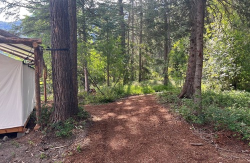 Columbia Falls RV Rental | Creekside Tent at Columbia Mountain Ranch near Glacier National Park