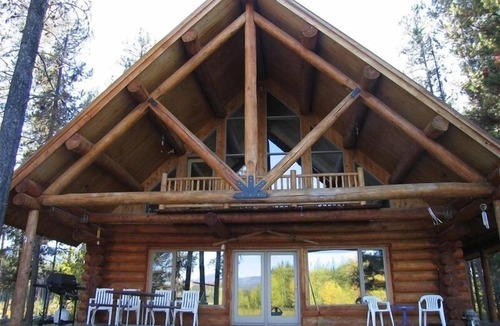 Columbia Falls Ski Chalet | Custom Log Home bordering Glacier Park and North Fork River!
