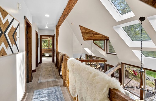 Maplecrest Ski Chalet | Escape to our secluded designer lodge with outdoor hot tub and fireplace
