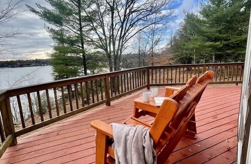 Town of Macomb Cabin | Lake Cabin 8 acres private dock fire pit hot tub game room