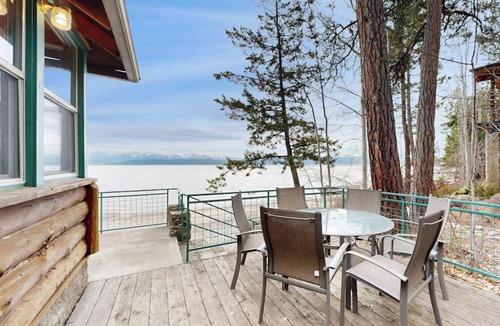 Lakeside Cabin | Lakefront home with amazing mountain views, wraparound deck, fireplace, & grill