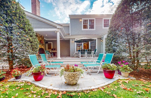 West Falmouth House | Luxurious home steps away from beach w/spacious outdoor living area