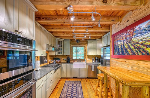 Bumpass Cabin | Luxurious lakefront cabin with hot tub, game room, & washer/dryer- dog friendly