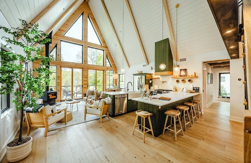 West Milford Cabin | Luxury Lake A-Frame Hot Tub + Game Room + Sauna