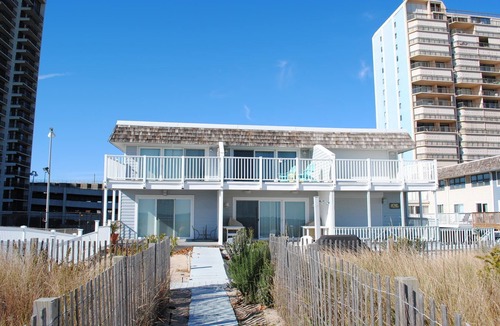 North Ocean City House | Modern, stylish 4 bedroom oceanfront end-unit townhouse with free WiFi, outdoor pool, playground, and downstairs apartment with gorgeous ocean view and only steps from beach!