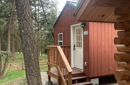Kila Cabin | Moose Cabin at +WM Ranch Near Glacier Park, Peaceful log cabin in the woods, yet only 20 minutes to .