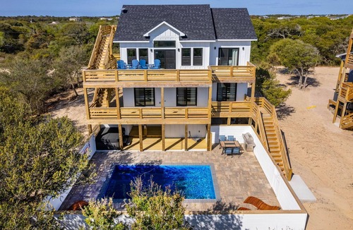 Carova Beach House | New 4BR Home w/Heated Pool, Hot Tub, Beach, Ocean View and horse encounters