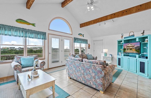 Spindrift Banks House | Ocean Views! Dog Friendly Home in Salvo w/Hot Tub, Elevator, and Screened Porch