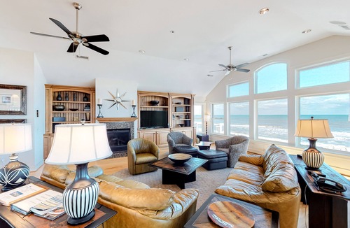 Pine Island House | Oceanfront Corolla w/Heated Pool, Hot Tub, Elevator, Rec Room & Theatre