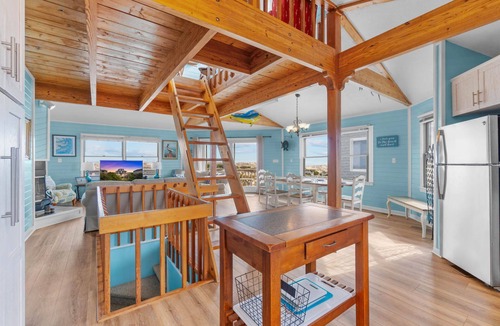 Salvo House | Oceanfront Dog Friendly Home w/Shuffleboard, Smart TV, and Direct Beach Access