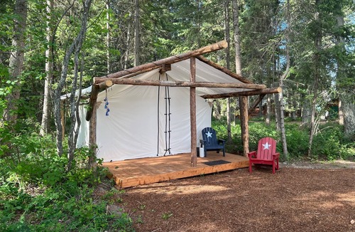 Columbia Falls RV Rental | Patriot Tent at Columbia Mountain Ranch near Glacier National Park