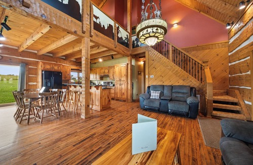 Powell Cabin | Rising Sun Ranch - Log Cabin on 25 Acres, Hot Tub, Fire Pit,Ponds & Sunset Views