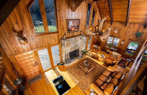 Sugar Grove Cabin | River Ranch Farm Stay with Petting Zoo Ziplines