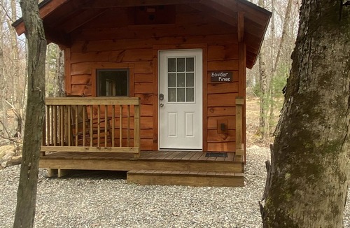 Sand Lake Cabin | Taborton Harvest Boulder Pines Cabin in the woods