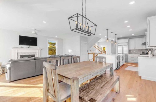 Bethany Beach House | Town of Bethany Beach home with a fireplace & outdoor living - near beach