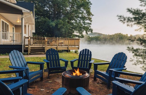Corinth House | Waterfront Cabin with expansive deck near Saratoga & Lake George