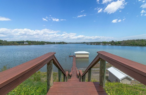Mount Holly House | Waterfront retreat with dock, kayaks, and outdoor living. Bring the boat!