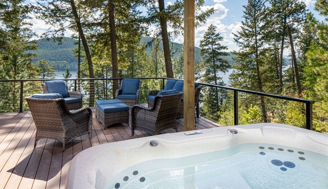 2022 Modern Whitefish Lake Home with Private Hot Tub and Stunning Lake Views!