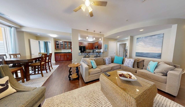 2nd-floor bay- & ocean-view condo with balcony, outdoor pool, grills & gym