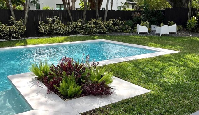 4-bedroom furnished home in South Miami with amazing pool, garden and terrace.