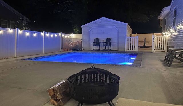 4BR house in Lower Township with Inground swimming pool, large patio, WiFi, AC.