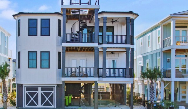 Custom, Chic Beach Home in Gated Community with Private Pool on Beautiful Sunset Beach