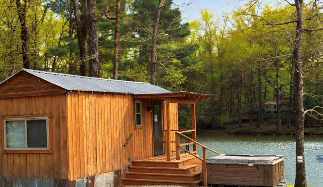 Lakefront Tiny Cabin Near Memphis with Hot Tub & Sunset Views