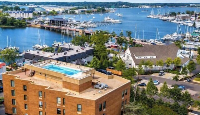 Luxury Annapolis condo, fully remodeled, rooftop pool & marina, free parking, 0.3 mi to downtown. Perfect for Navy games, Academy visits, or a waterfront getaway.