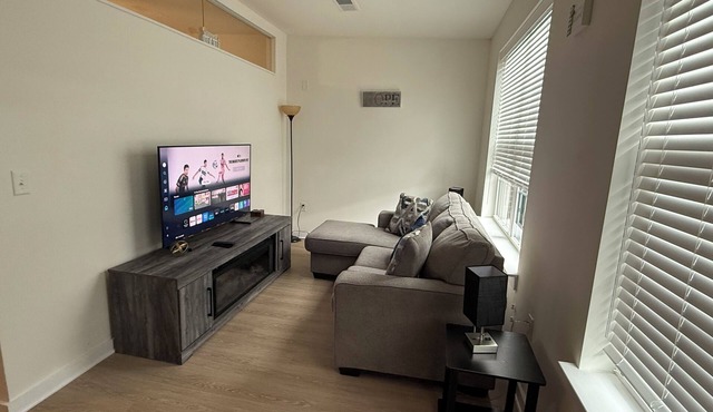 Modern Retreat with Balcony, mins to VCU,Fireplace & Sky Lounge Access
