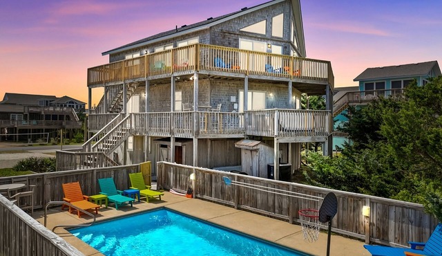 OBX Pool Beachfront Hot Tub 5Bed Volleyball Arcade