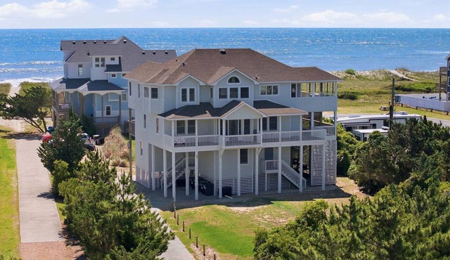 Ocean-view home with pool, hot tub, grill, decks & pool table