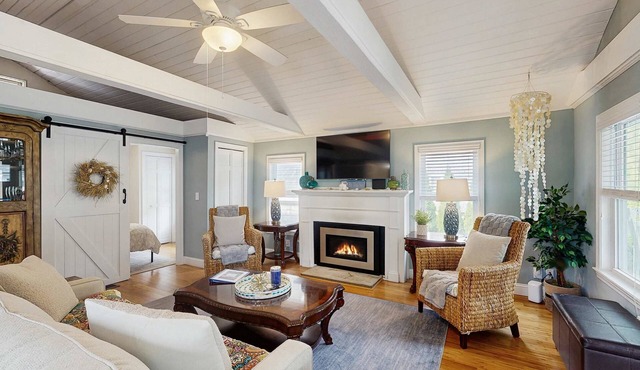 Peaceful Marshview Escape with Sunroom AC and Firepit Near the Beach