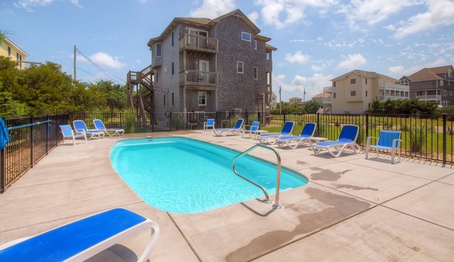 Semi-Oceanfront Home in Salvo w/Private Pool, Hot Tub, Game Room, and Tiki Bar