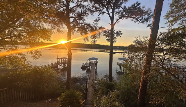 Shallotte Riverfront Two-Bedroom Home w/Private Dock Minutes from Area Beaches